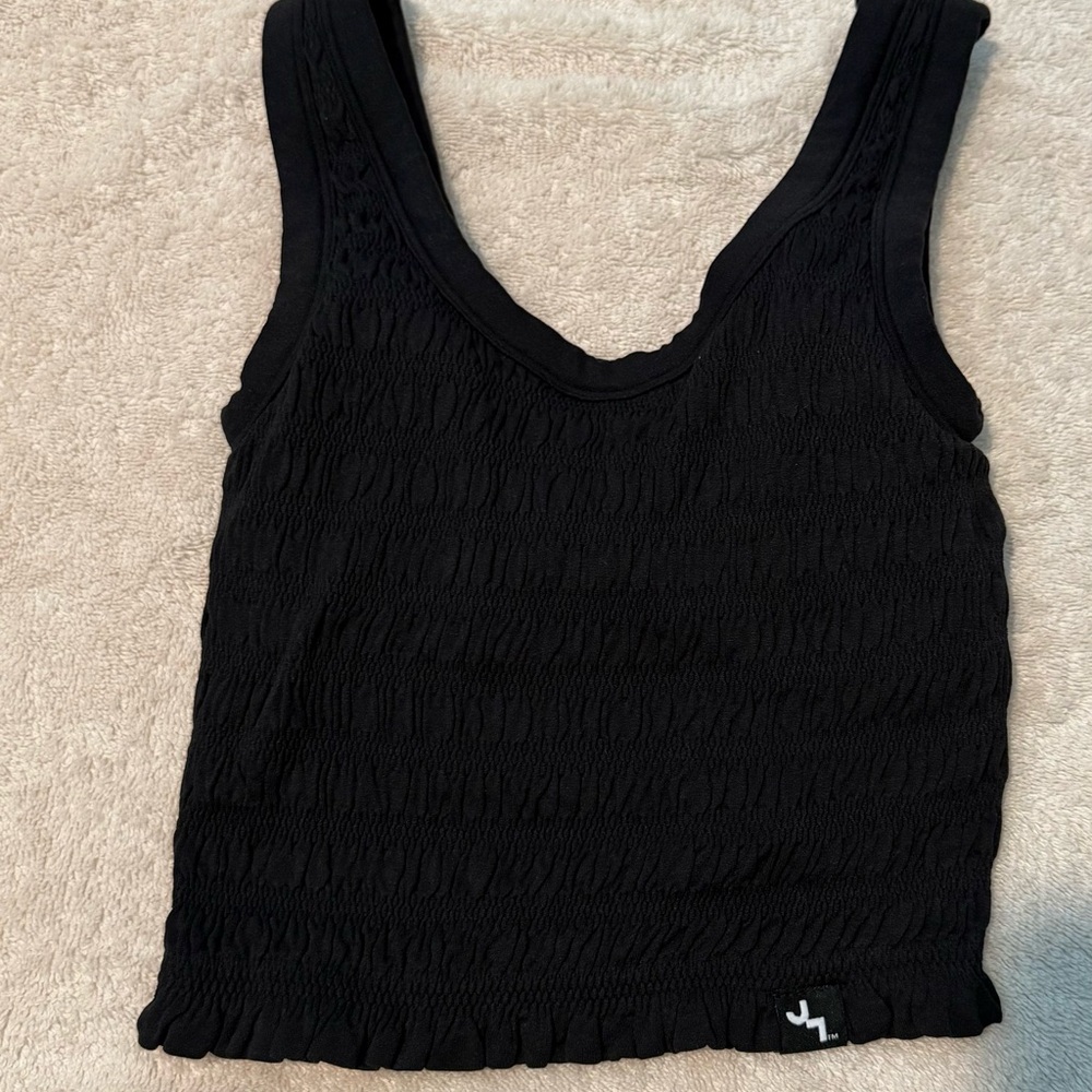 JoyLab Black Smocked Fitted Tank Top